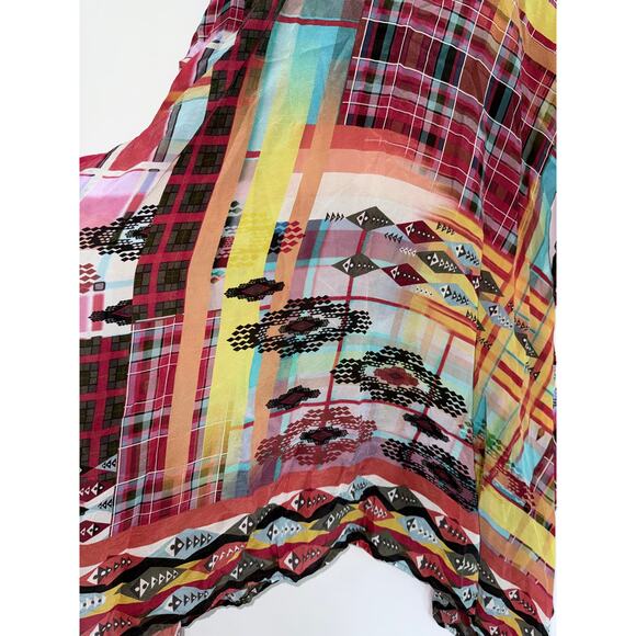 JOHNNY WAS bright aztec western boho kimono sleeve tunic top mini dress - Picture 9 of 10